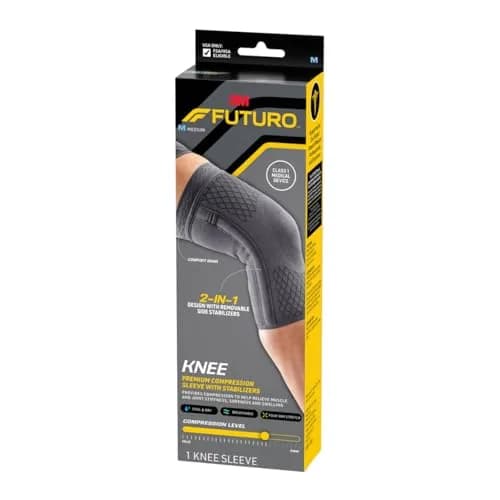 Futuro Premium Compression Knee Sleeve with Stabilizers | Advanced Customizable Support for Arthritis & Swelling thumbnail 1