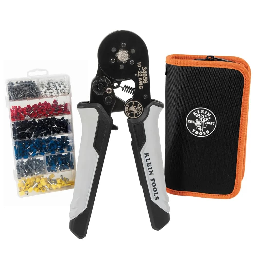 Klein Tools 34061 Ferrule Crimping Tool Set with Hex Crimper | Precision Ratcheting Hand Tool for Electrical Work - main product image