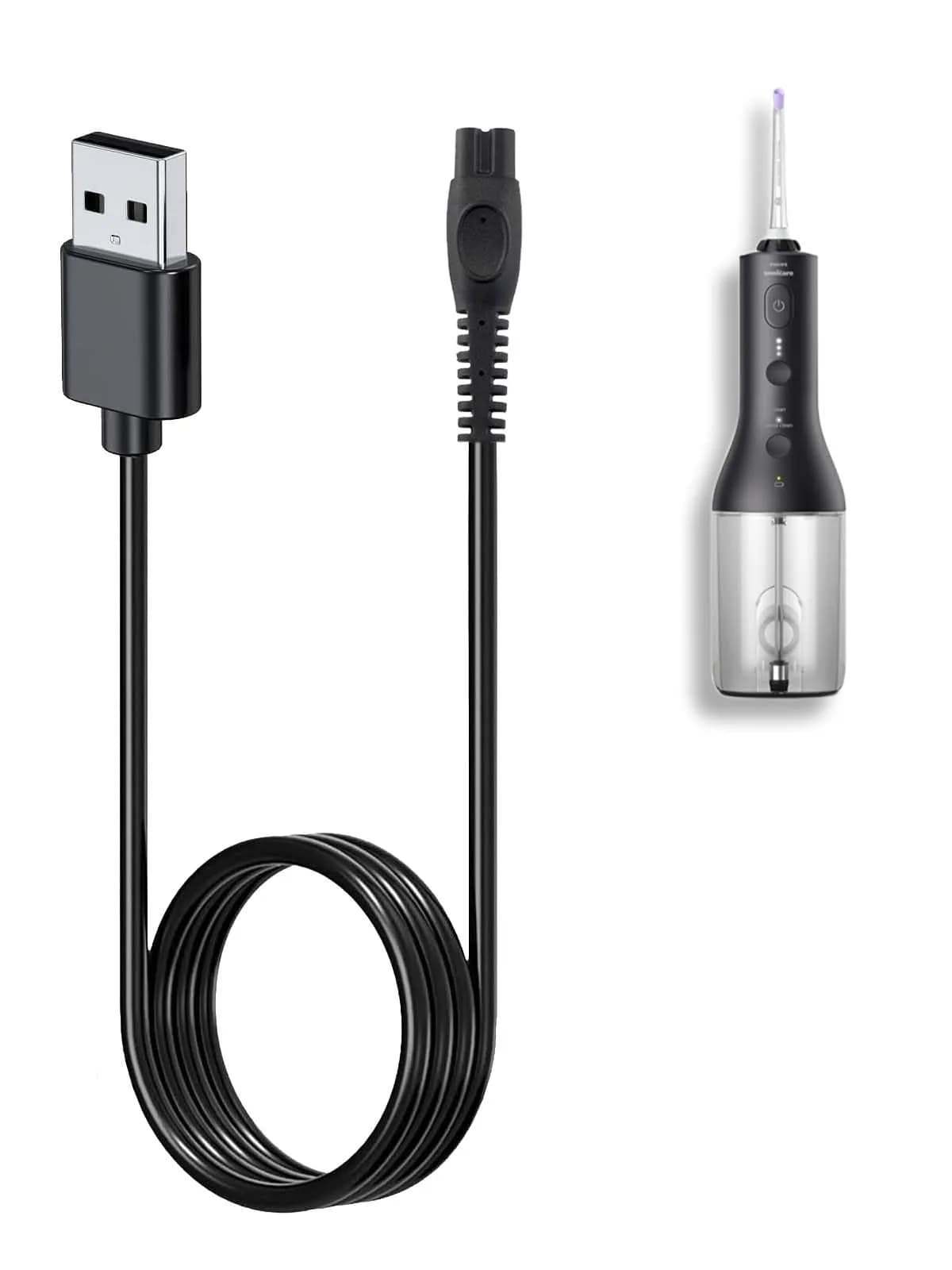 NOUKAJU USB Charging Cable for Philips Sonicare HX3826/23 Power Flosser, 1m (3.28ft) Black | Replacement Charger Cable — Black