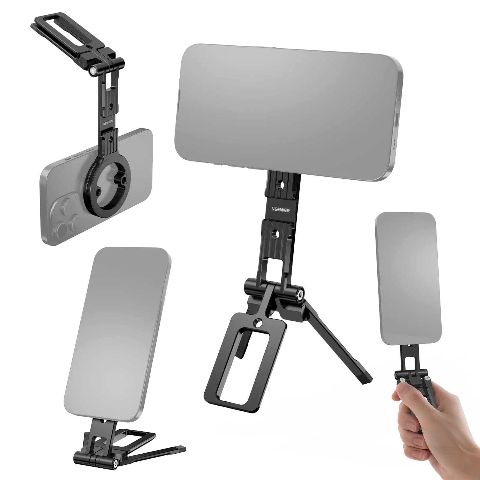 NEEWER Magnetic Phone Tripod Holder Stand with 1/4" & Arca Mount, Cold Shoe Grip for MagSafe iPhones & Androids (PA098) - main product image