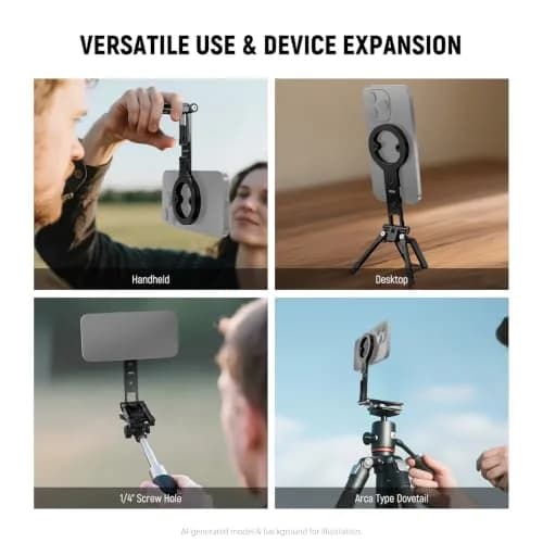 NEEWER Magnetic Phone Tripod Holder Stand with 1/4" & Arca Mount, Cold Shoe Grip for MagSafe iPhones & Androids (PA098) thumbnail 5