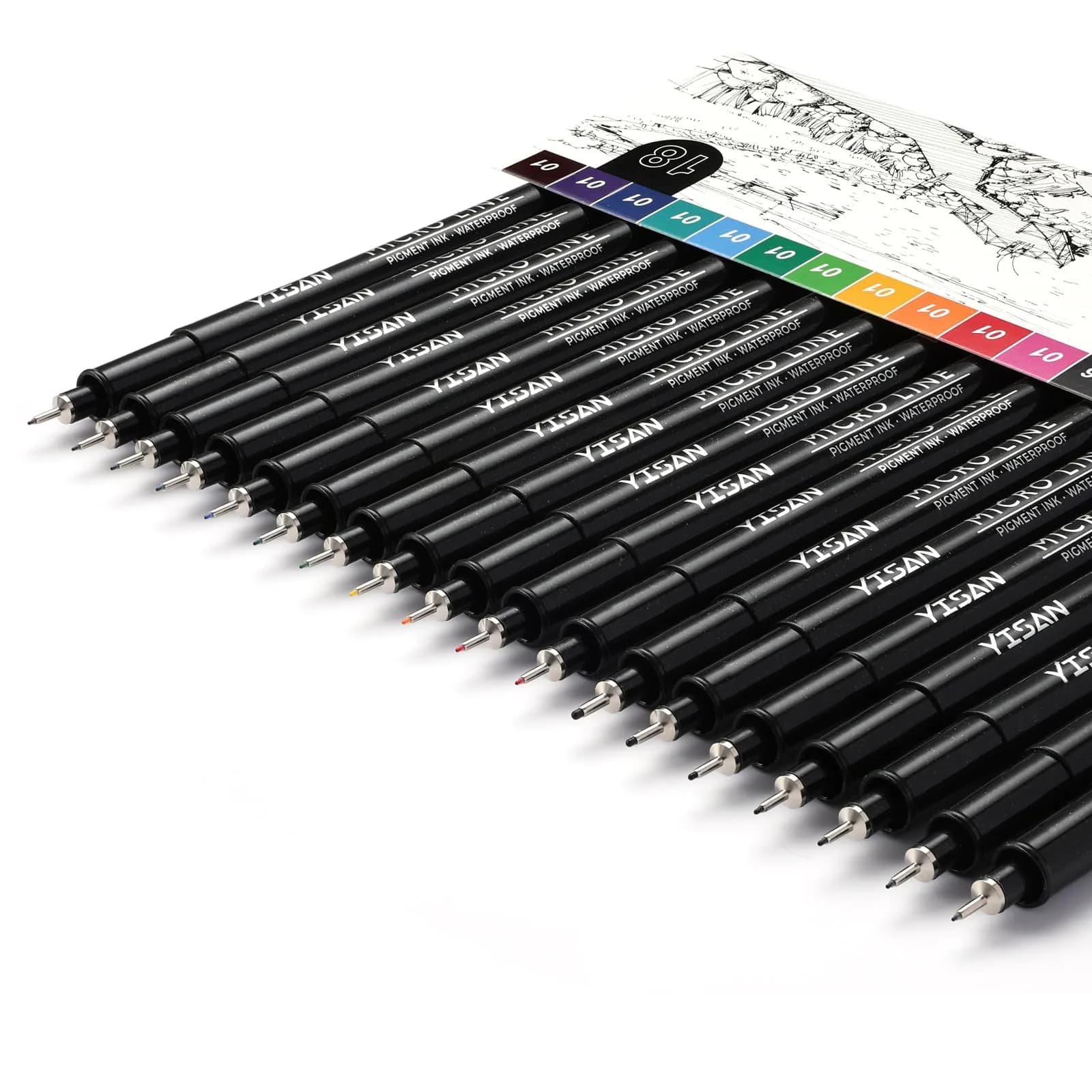 YISAN Ultra Fine Tip Pens Black 0.25mm | No Bleed, Precise Drawing, 6 PCS — Multicolor