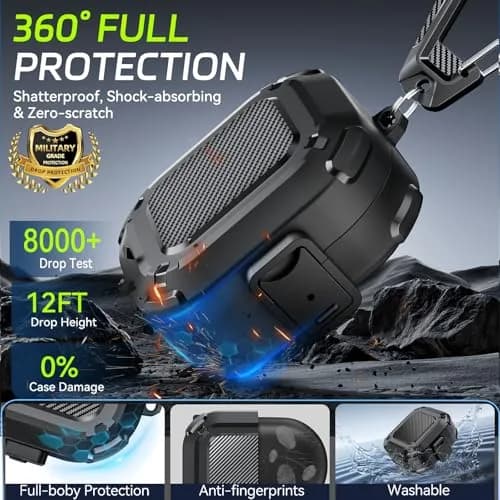 joremx Safety Lock for Powerbeats Pro 2 Case | Shockproof Hard Shell with Cleaning Kit & Keychain, Black (25.53 USD) thumbnail 4