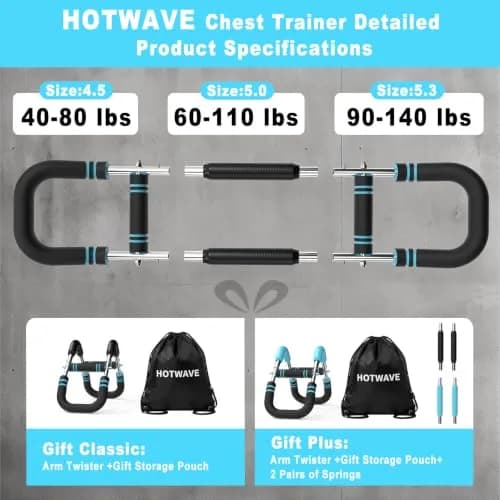 HOTWAVE Twister Arm Trainer 40-110 lbs | Portable Chest & Arm Workout Equipment for Men & Women thumbnail 4