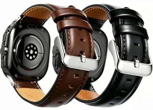 OTOPO Crocodile Pattern Leather Watch Band Compatible with Galaxy Watch 9/8/8 Classic 40mm 44mm 46mm, 2-Pack, Black+Brown thumbnail 1