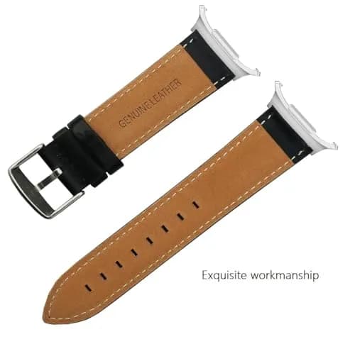 OTOPO Crocodile Pattern Leather Watch Band Compatible with Galaxy Watch 9/8/8 Classic 40mm 44mm 46mm, 2-Pack, Black+Brown thumbnail 4