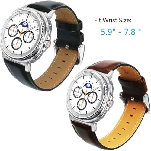 OTOPO Crocodile Pattern Leather Watch Band Compatible with Galaxy Watch 9/8/8 Classic 40mm 44mm 46mm, 2-Pack, Black+Brown thumbnail 2