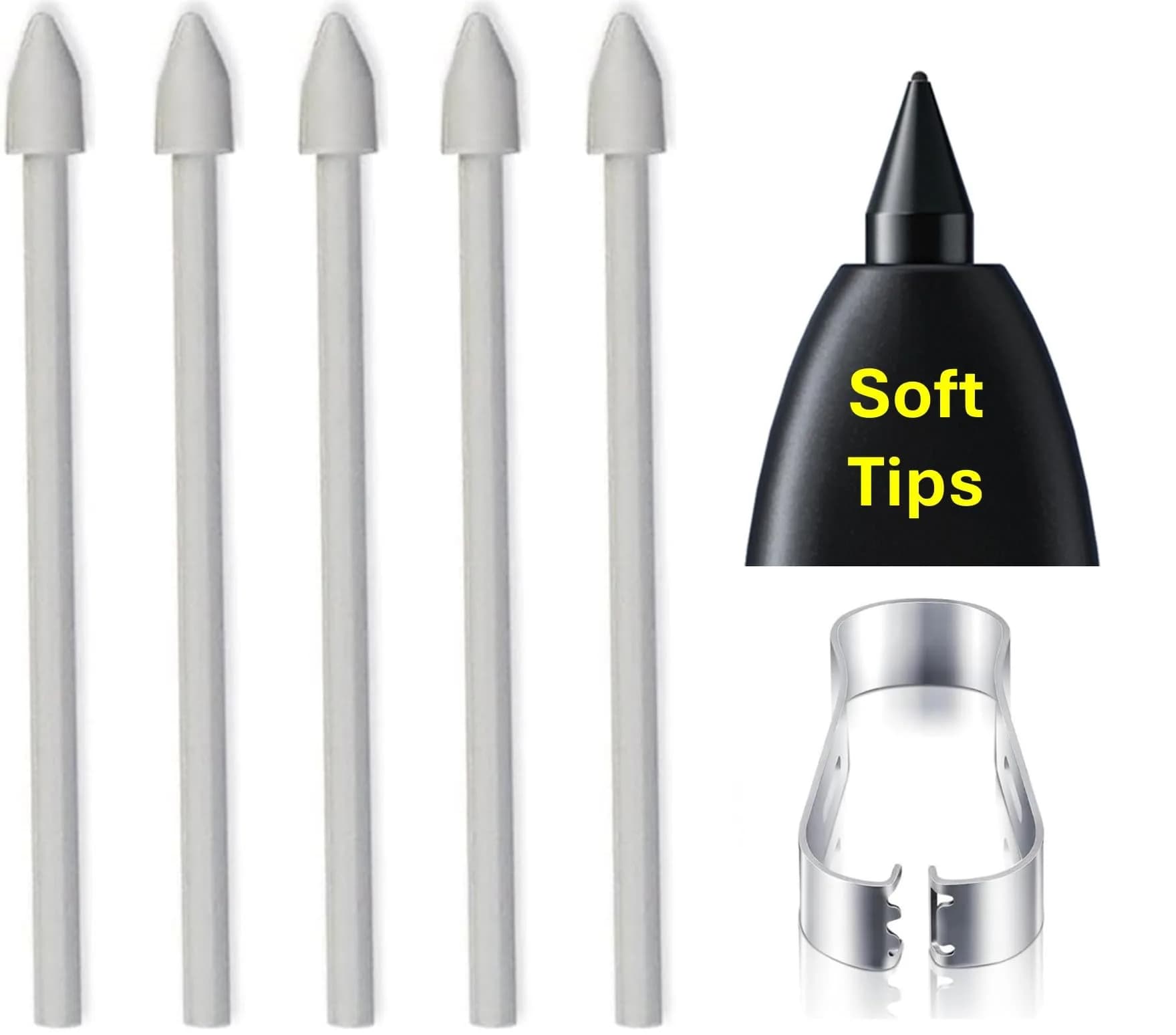 SLQ White 5 PCS Soft Tips for Samsung Galaxy Tab S10 FE/S10 FE+/S10/S10+ Plus/S10 Ultra Stylus S Pen Replacement Nibs (0.7mm Fine Tip, 5-Pack) - main product image