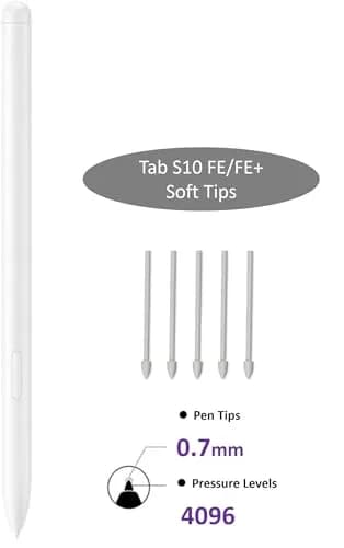 SLQ White 5 PCS Soft Tips for Samsung Galaxy Tab S10 FE/S10 FE+/S10/S10+ Plus/S10 Ultra Stylus S Pen Replacement Nibs (0.7mm Fine Tip, 5-Pack) thumbnail 2