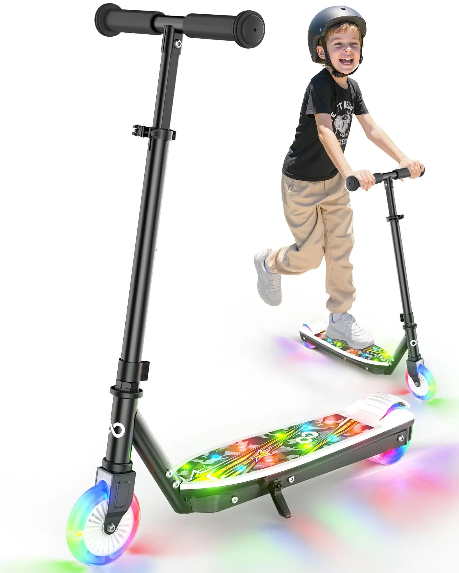 Gyroor KS2 Kids Electric Scooter 5 MPH 4in Wheels | LED Light-Up Wheels & Deck — Black