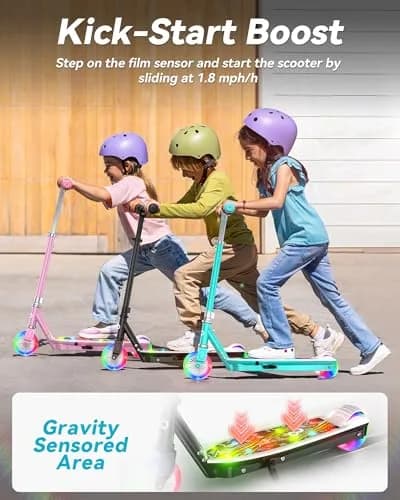 Gyroor KS2 Kids Electric Scooter, 5 MPH, LED Light-Up Wheels, Black | Safe, Adjustable & Light for Kids 6-12 thumbnail 4