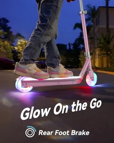 Gyroor KS2 Kids Electric Scooter Pink 5 MPH | LED Light-Up Wheels & Adjustable Handlebar thumbnail 3
