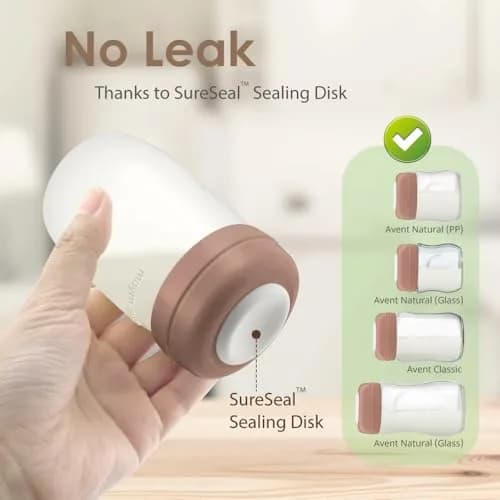 Maymom Screw Lids Travel Caps with Rewritable Sealing Disc for Avent Bottles 6 Count (Brown) | Leak-Proof & Travel-Friendly thumbnail 6
