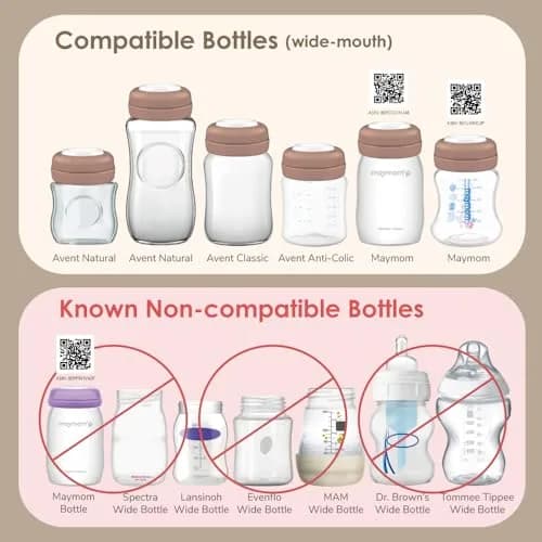 Maymom Screw Lids Travel Caps with Rewritable Sealing Disc for Avent Bottles 6 Count (Brown) | Leak-Proof & Travel-Friendly thumbnail 2