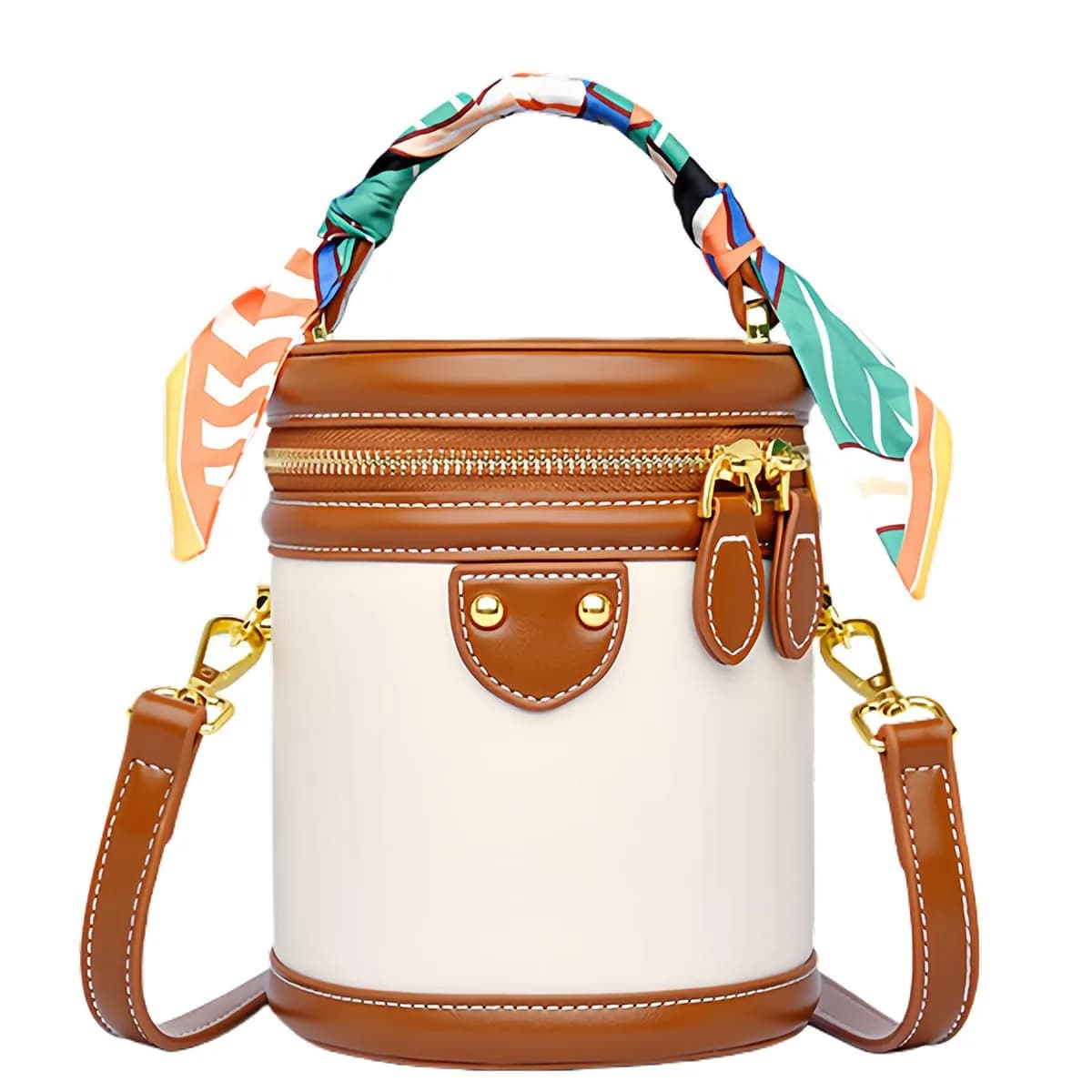 SYHTBYOH Mini Bucket Crossbody Bag 5.1"L x 4.3"W x 6.3"H | Faux Leather Small Retro Shoulder Handbag — A-brown