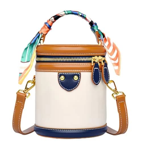 SYHTBYOH Mini Bucket Crossbody Bag 5.1"L x 4.3"W x 6.3"H | Faux Leather Small Retro Shoulder Handbag thumbnail 1
