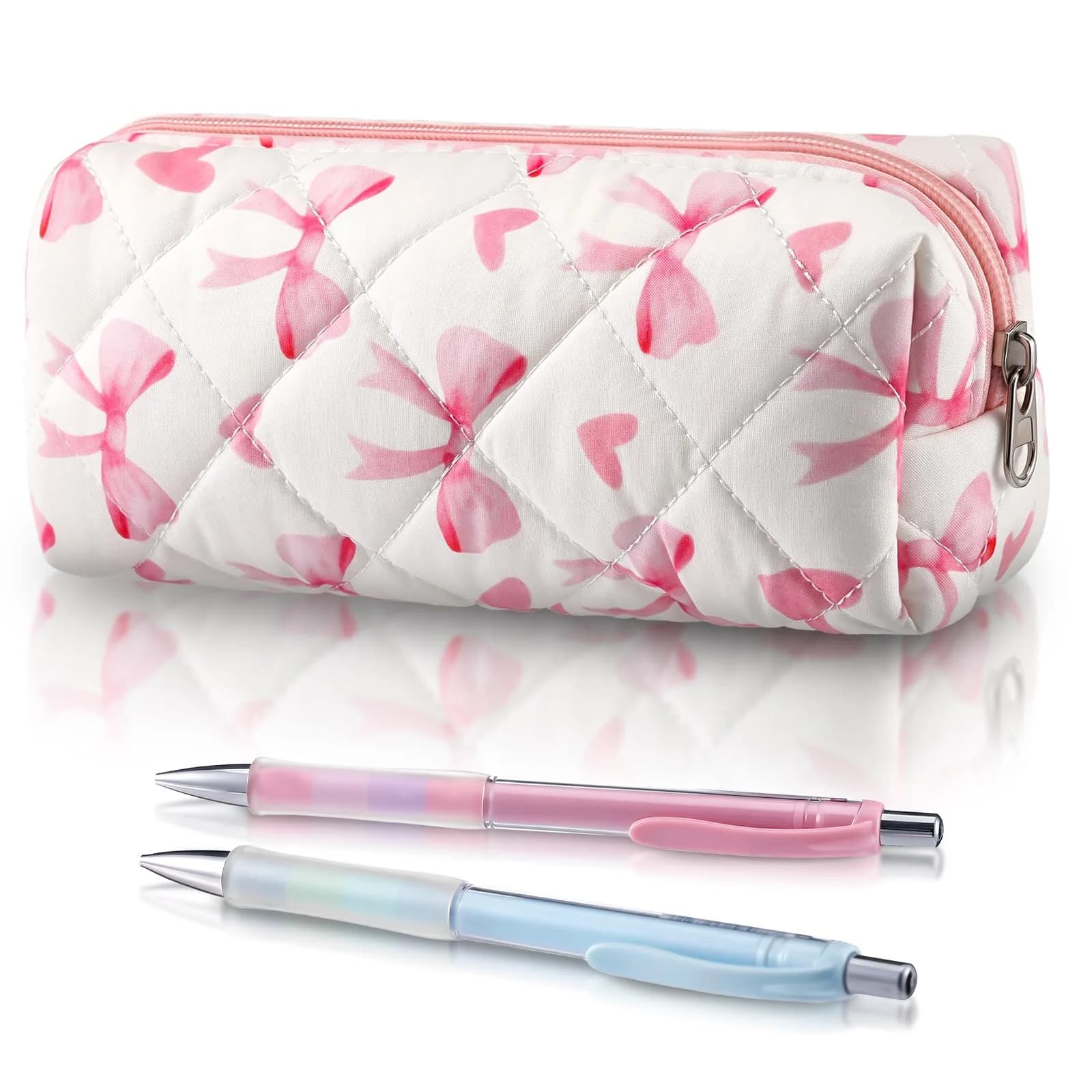 Sherr Coquette Bow Pencil Case Pink Bow 7.48 Inch | Lightweight & Travel Friendly — 7.48 in