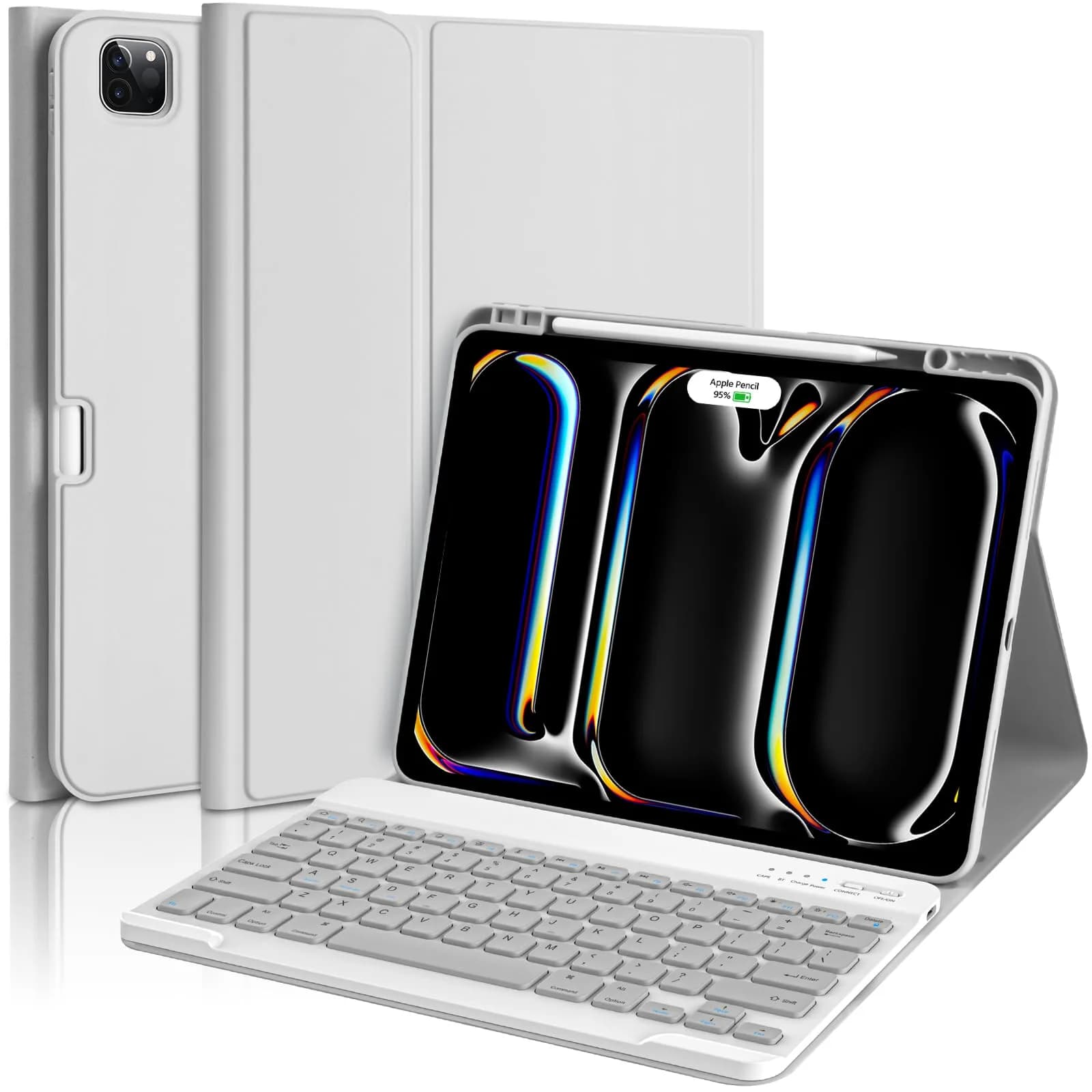 aMZCaSE Magnetic Keyboard Case for iPad Pro 13" (M5/M4) 2024-2025 | Detachable Folio with Pencil Holder — Gray
