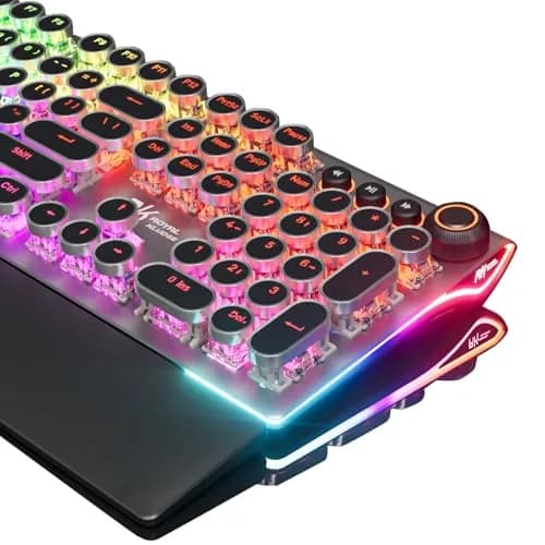 RK ROYAL KLUDGE X108 Typewriter Mechanical Keyboard 108 Keys RGB Backlit Shadow Black thumbnail 1