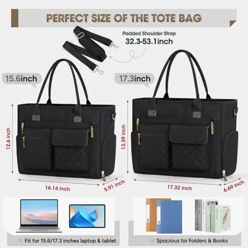 RAINSMORE Teacher Tote Bag with Lunch Compartment for Women | 15.6 inch Laptop & Insulated Side Pockets thumbnail 6