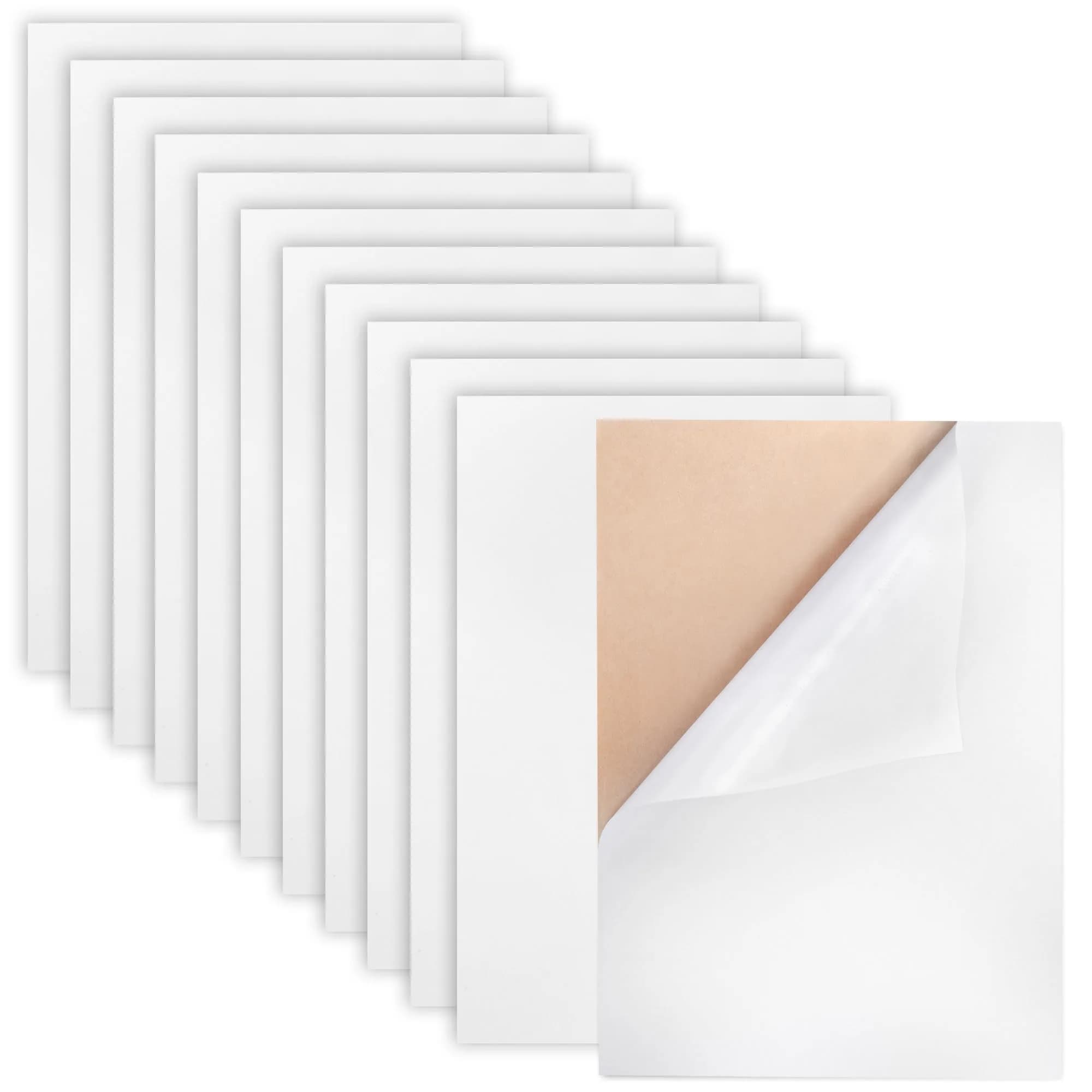 Caydo Black Self Adhesive Felt Sheets 12PCS 21 cm x 30 cm (8.3" x 11.8") | Soft Velvet Fabric for Crafts — White