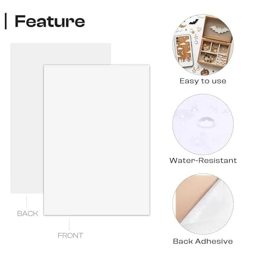 Caydo 12PCS White Self Adhesive Felt Sheets 21 cm x 30 cm (A4 Size) | Premium Velvet Texture with Strong Peel & Stick Backing thumbnail 3