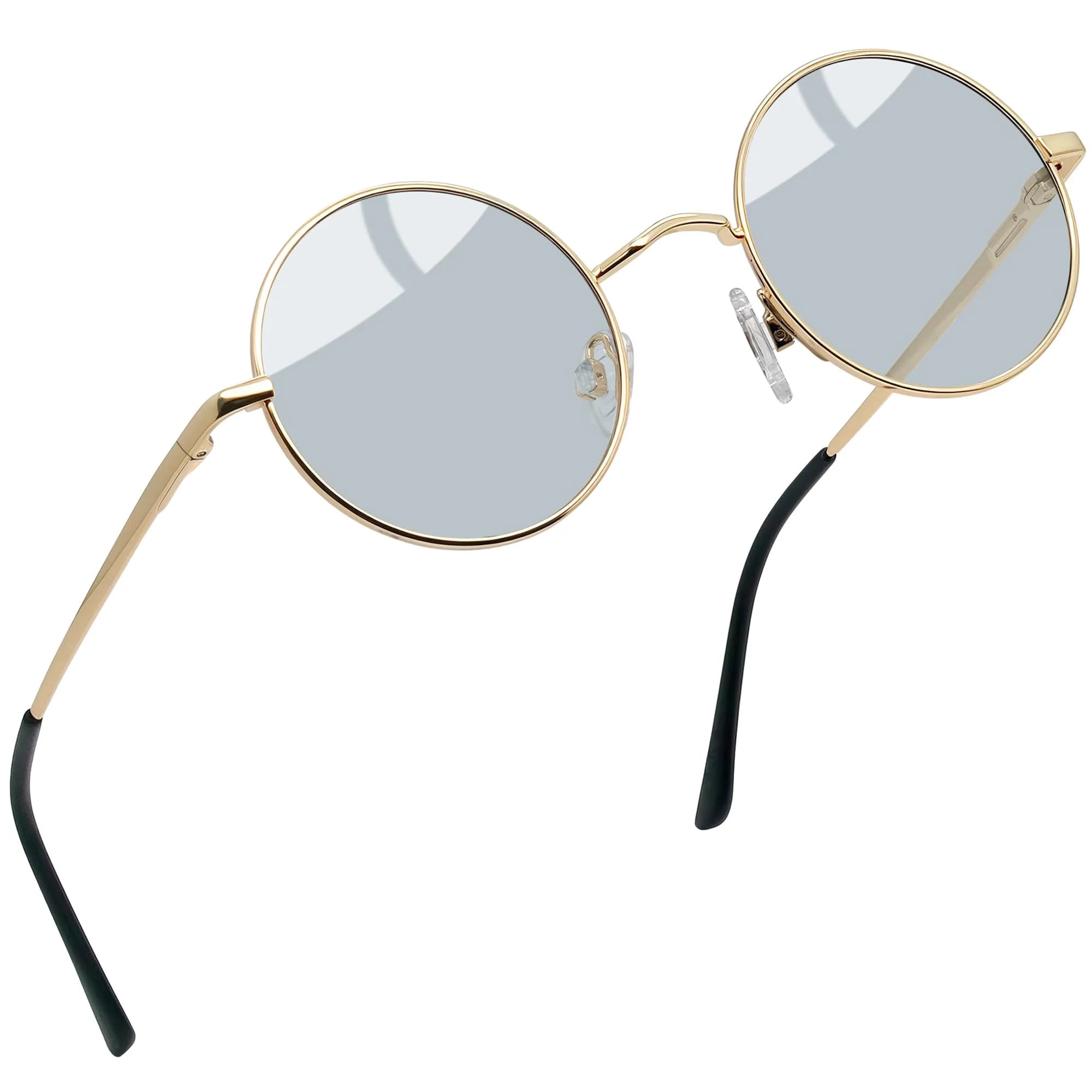 Joopin Small Round Sunglasses Hippie Circle Sun Glasses Polarized UV Protection Metal Shades for Men Women (Light Black) - main product image