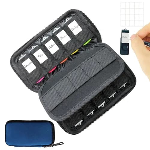 JBOS USB Flash Drive Case with 10 USB Drive Slots and 10 Memory Card Slots Storage Organizer Case Holder | Blue Neoprene thumbnail 1
