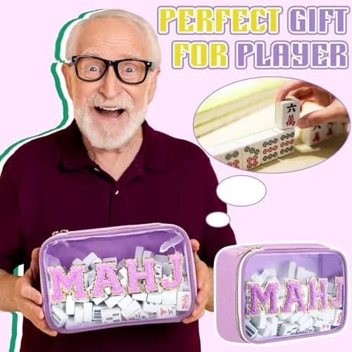SilTriangle Mahjong Bag Waterproof Purple Mahj | Clear PVC, 8.66x5.52x3.15 inches, holds 166 tiles thumbnail 5