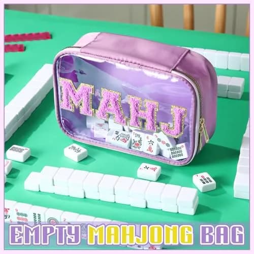 SilTriangle Mahjong Bag Waterproof Purple Mahj | Clear PVC, 8.66x5.52x3.15 inches, holds 166 tiles thumbnail 6