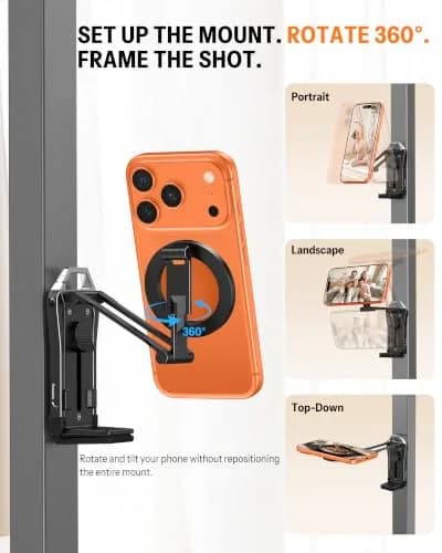 OMOTON TP02 Magnetic Phone Tripod for MagSafe, 360° Pivot, Clamp & Stand | Compact & Versatile thumbnail 3