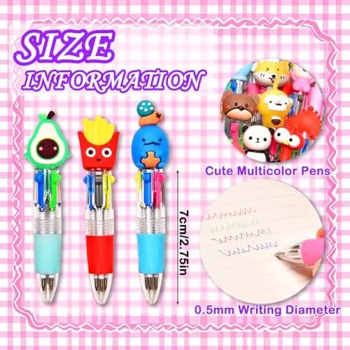 BIMORITA 15Pcs Mini Multicolor 4-in-1 Ballpoint Pens | Smooth Ink Flow, Acid-Free Paper thumbnail 2