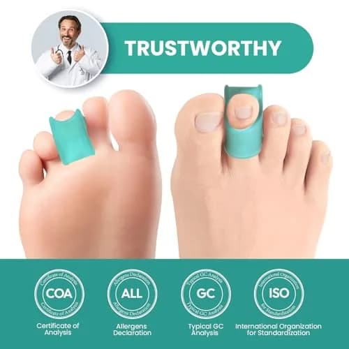 Welnove Hammertoe Corrector - 6 Pack Toe Splints - Soft Gel Toe Straighteners - Realign Bent, Curled, Crooked, Claw, Hammer Toes (Blue) thumbnail 2
