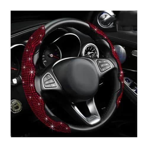 BWBWND 2 PCS Steering Wheel Cover with Rhinestones | Sparkly Non-Slip Car Accessory (14-15.6 inch) thumbnail 1