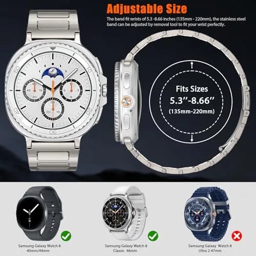 KOREDA Metal Band for Samsung Galaxy Watch 8 Classic 46mm/Galaxy Watch 8 40mm 44mm | Solid Stainless Steel Business Strap thumbnail 5
