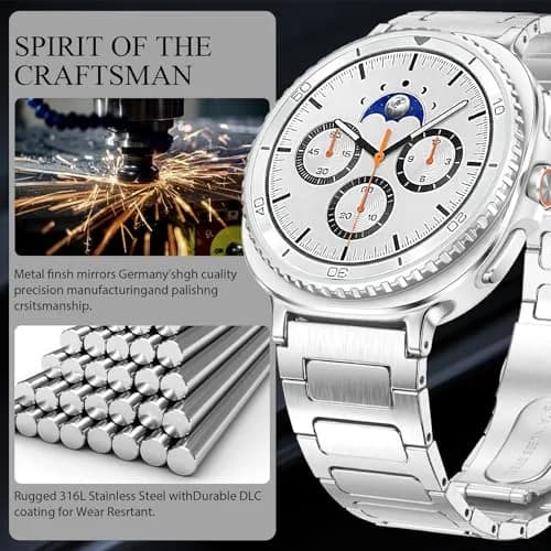 KOREDA Metal Band for Samsung Galaxy Watch 8 Classic 46mm & Galaxy Watch 8 40mm/44mm, Silver Stainless Steel (160mm-230mm Wrist) thumbnail 3