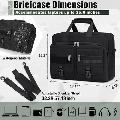 RAINSMORE Tactical Laptop Bag 15.6 Inch Waterproof Military Shoulder Messenger Bag for Men | Large Capacity, Durable & Stylish thumbnail 4