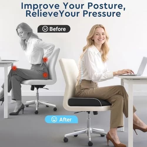 SofterCharm Black Memory Foam Office Chair Cushion | Large, 41cm (16.14") thumbnail 4