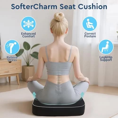 SofterCharm Black Memory Foam Office Chair Cushion | Large, 41cm (16.14") thumbnail 6