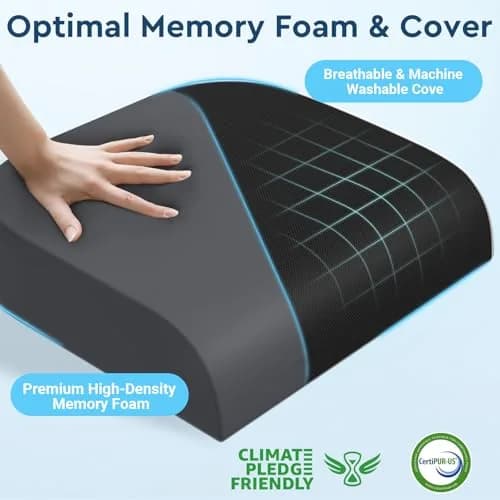 SofterCharm Black Memory Foam Office Chair Cushion | Large, 41cm (16.14") thumbnail 3