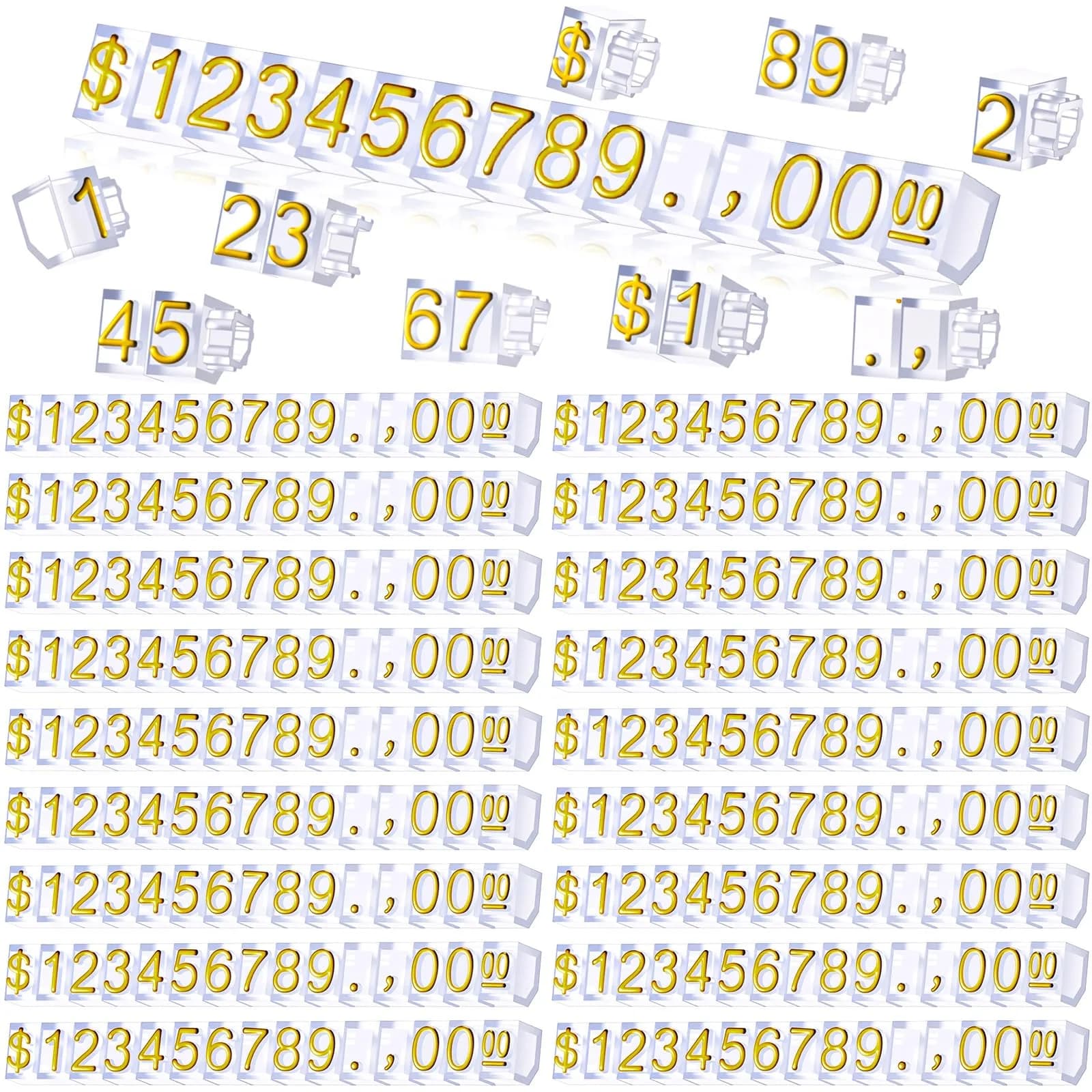 Qunclay Gold Label Price Display Cubes 50 Sets | Adjustable Retail Price Tags for Small Business - main product image