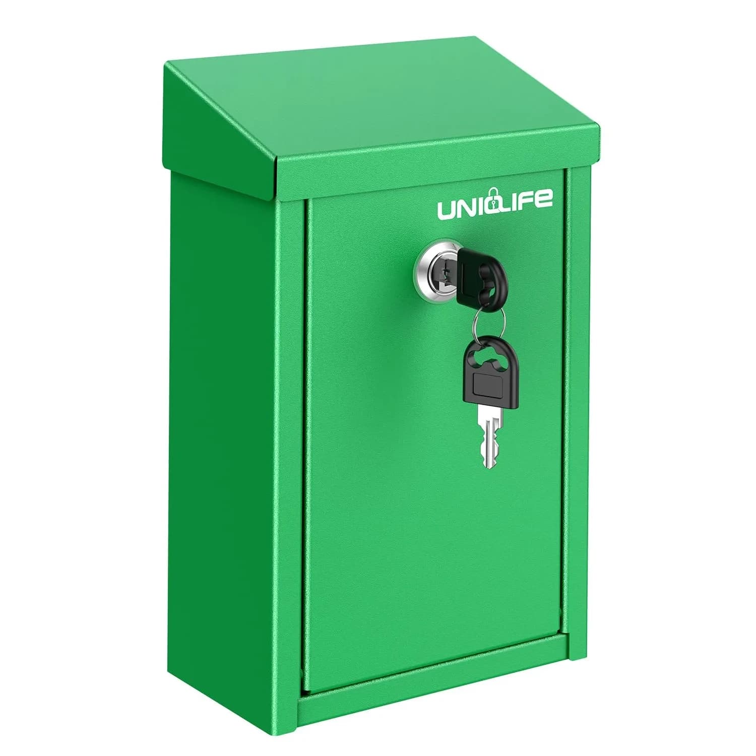 Uniclife Pink Metal Donation Box, Wall Mounted Mailbox for Outside 23.6cm (9.3in) H x 12.9cm (5.1in) W x 7.6cm (3in) D | Secure Key Drop Box for Home Office Business — Green