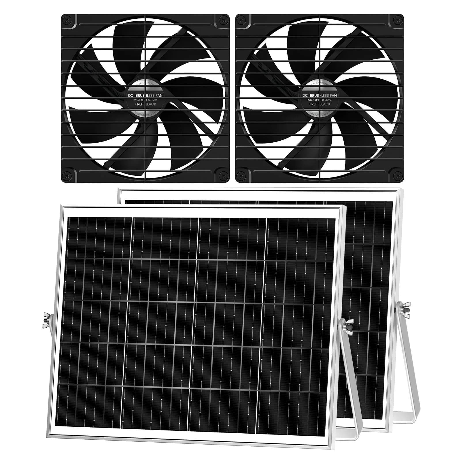 pqins 7.1" Solar Greenhouse Fan 25W | 720 CFM Exhaust & Intake | 16.5 ft Cord — 7.1" Fan