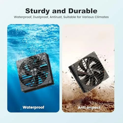 pqins Solar Greenhouse Fan 2 Pack, 7.1" 900 CFM 50W Solar Powered Exhaust Fan with 16.5 ft Cord | Automatic Ventilation for Greenhouses and Coops thumbnail 4