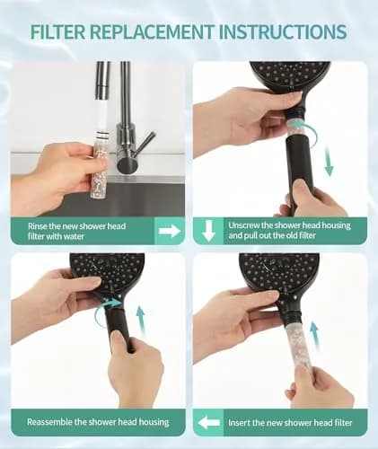 SR SUN RISE Shower Filter Replacement Cartridge 4-Pack | Multi-Stage Filtration for Hard Water thumbnail 6