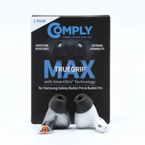 Comply TrueGrip MAX Premium Memory Foam Replacement Ear Tips for Samsung Galaxy Buds Pro, Medium, 2 Pairs | Secure Fit, Enhanced Noise Isolation thumbnail 1