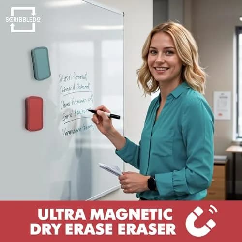 Scribbledo Magnetic Dry Erase Erasers 4 Pack, Boho Colors, 10.16 cm (4 Inch) | Streak-Free Board Care thumbnail 7