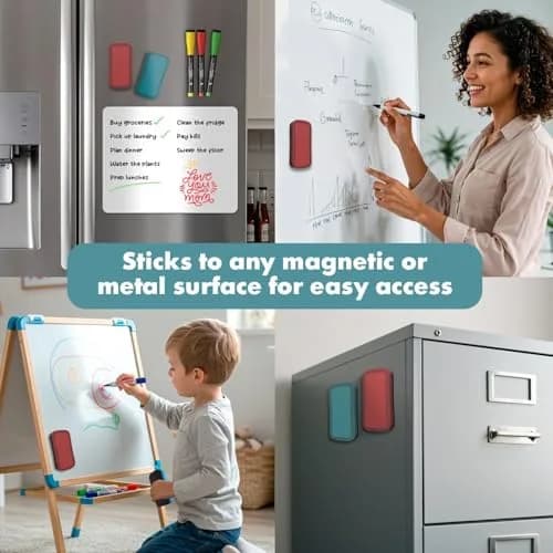 Scribbledo Magnetic Dry Erase Erasers 4 Pack, Boho Colors, 10.16 cm (4 Inch) | Streak-Free Board Care thumbnail 8
