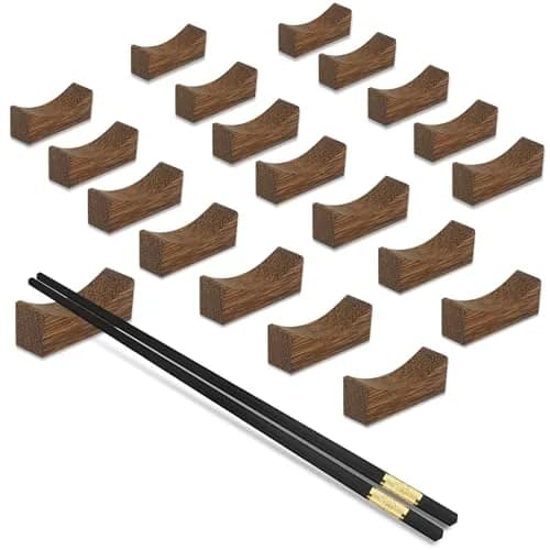 YTLX Natural Wenge Wood Chopstick Rests 20-Piece Set | Holds Utensils Neatly thumbnail 1