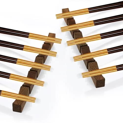 YTLX Natural Wenge Wood Chopstick Rests 20-Piece Set | Holds Utensils Neatly thumbnail 8